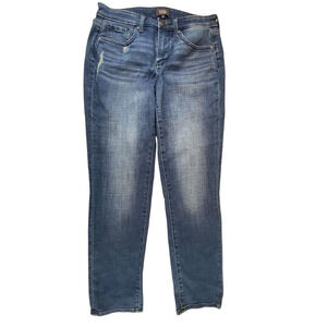 NYDJ Womens Jeans Blue 4 Semi Distressed Tapered Low Rise Slim Zip Fly Closure